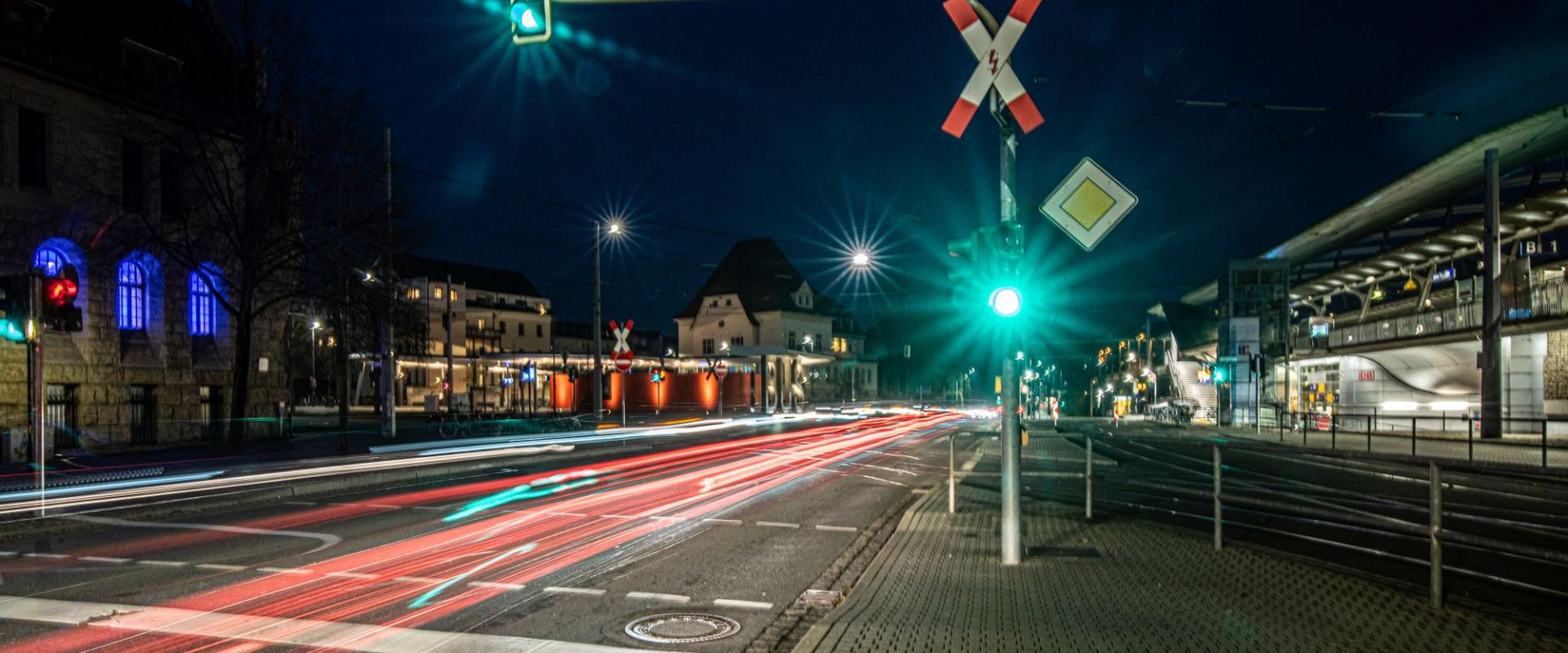 Lichtsignalanlage in der Innenstadt von Jena