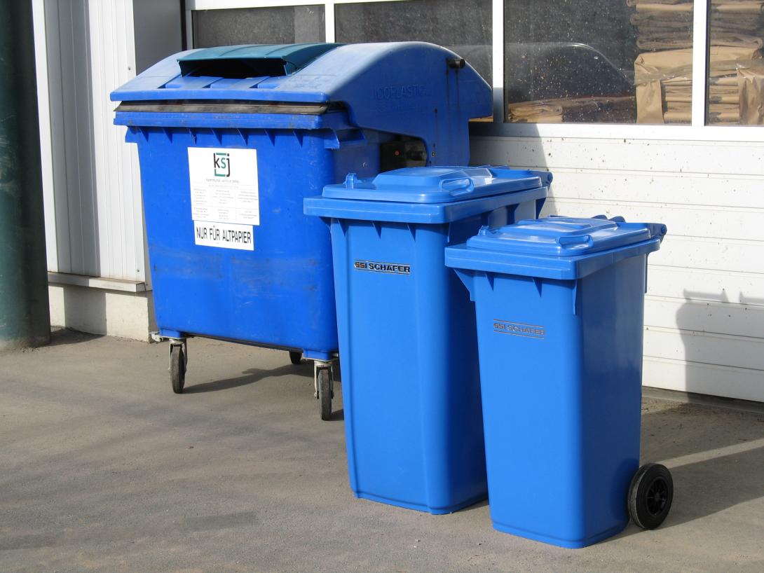 Paper, cardboard, cartons - blue garbage can