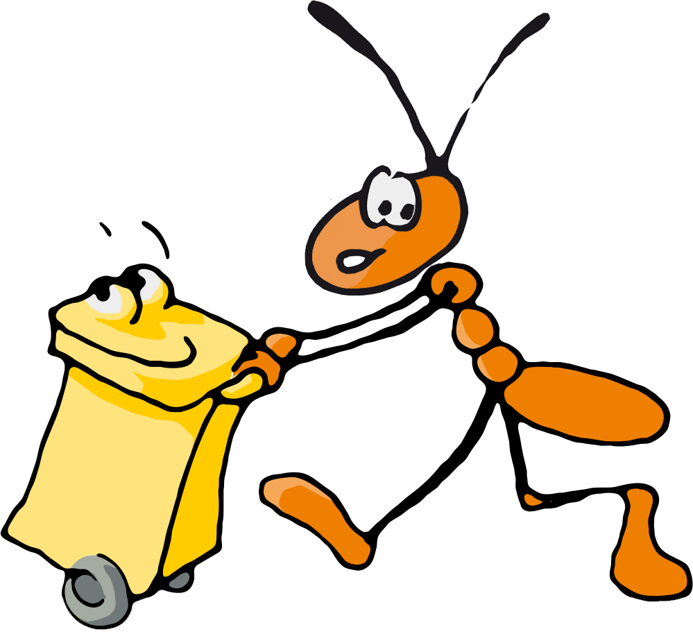 Ant with dustbin