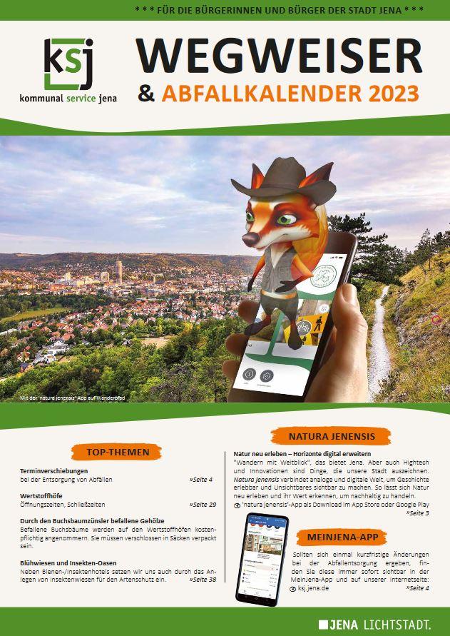 Cover picture of the signpost with waste calendar 2023