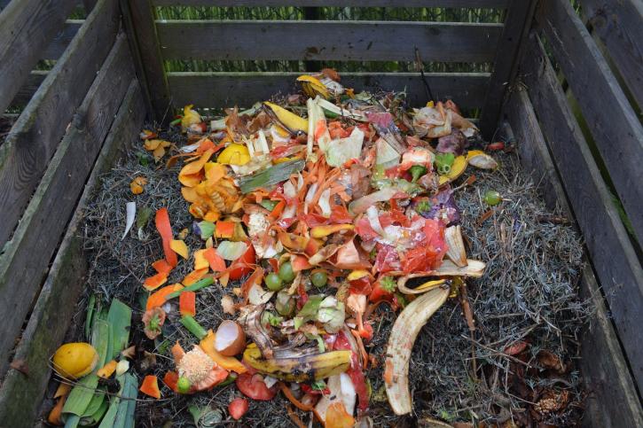 Kompost mit Speiseabfällen und Grünschnitt