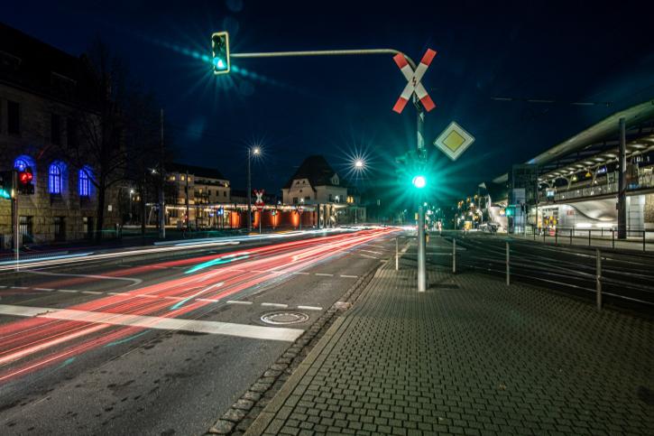 Lichtsignalanlage in der Innenstadt von Jena