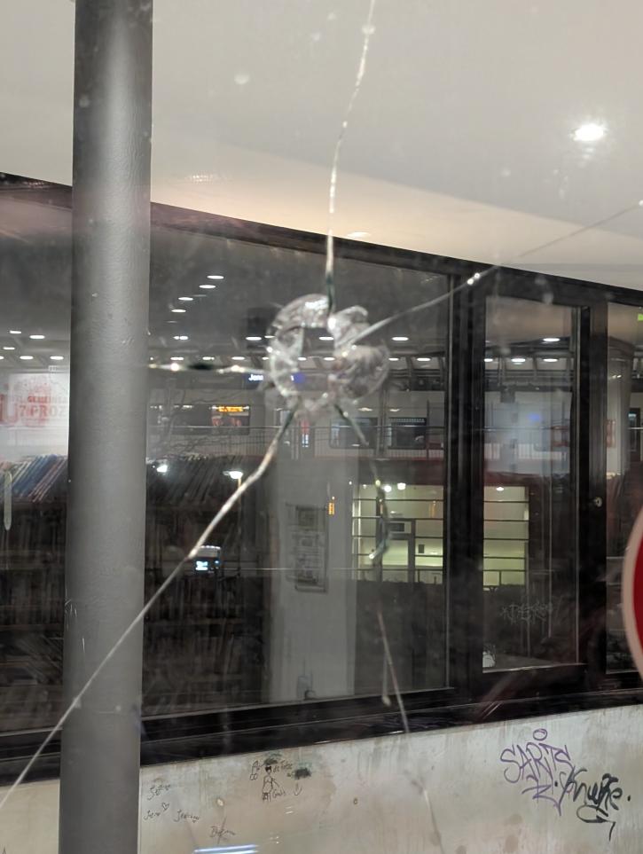 Vandalism at the bus shelter