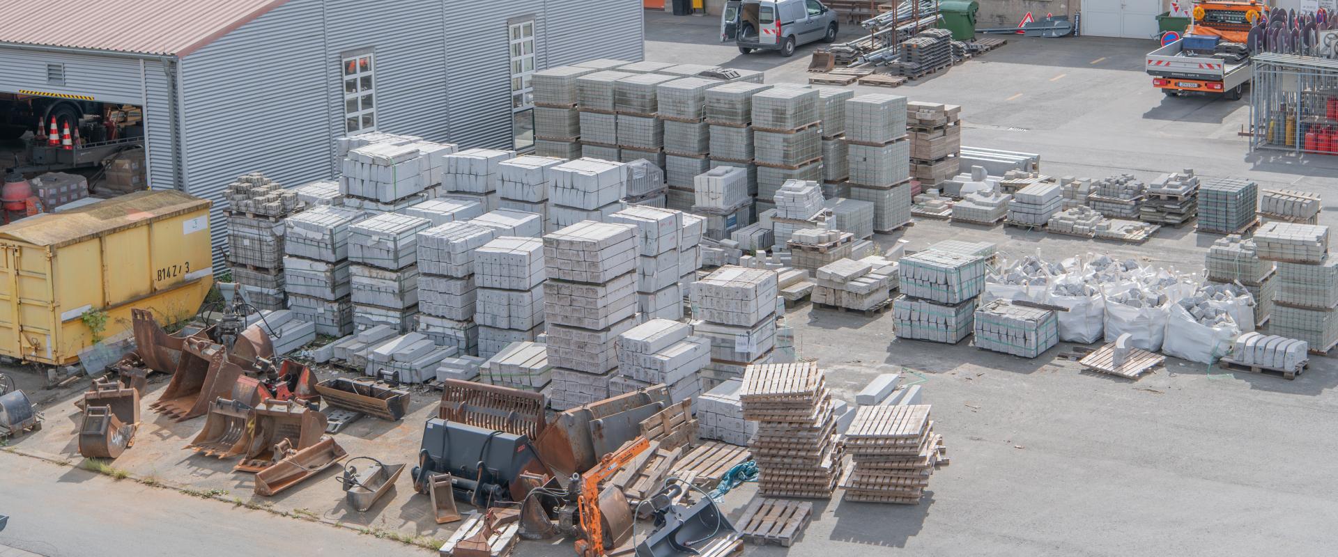 View of the building materials at the building yard