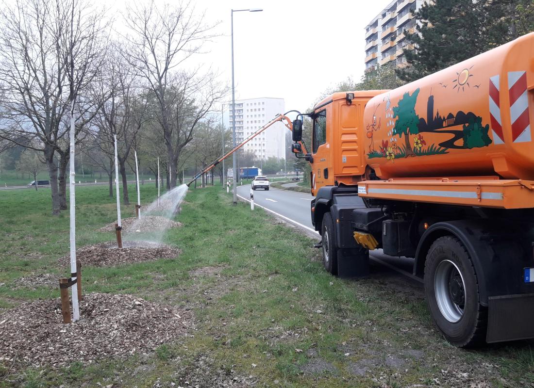 Wässern mit dem Gießfahrzeug